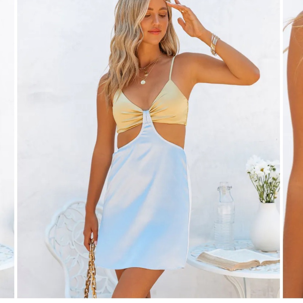SATIN CUTOUT MINI DRESS